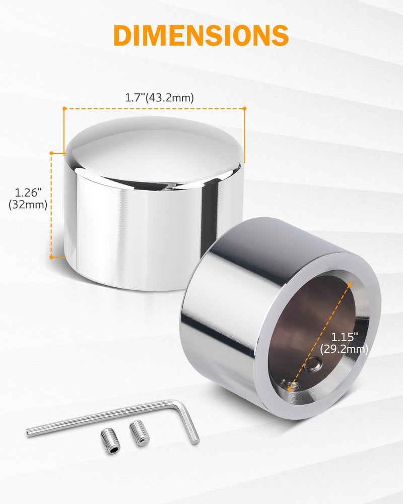 PBYMT Chrome Front Axle Nut Covers, CNC Aluminum Axle Nut Caps Compatible for Harley Davidson Softail Touring Road King Street Glide Electra Glide Iron 883 Fat Boy 2002-2024 - Image 2